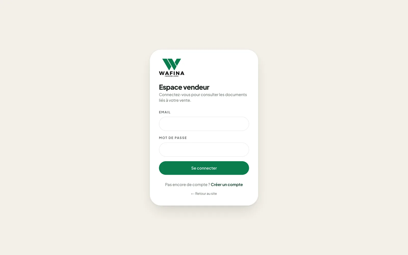 The seller area: the documents of a sale, uploaded by the agency, retrieved by the owner.
